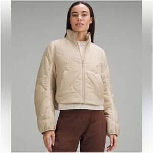 Lululemon Jacket Womens 8 Tan Quilted Light Insulation Cropped Trench Full Zip